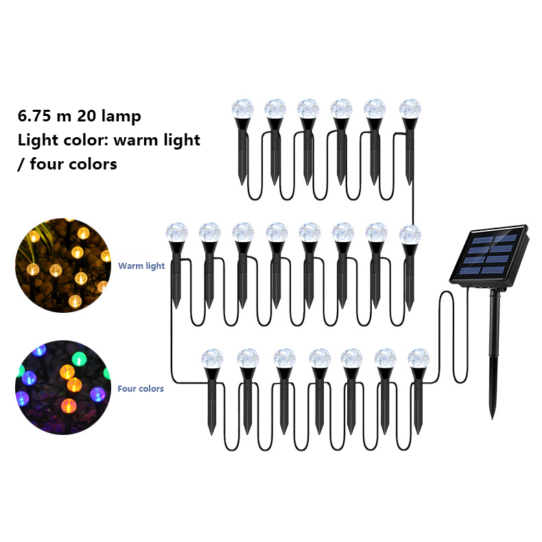 Lámpara de Césped de Iluminación de Burbujas de Luz Solar de Jardín Para la Decoración Del Patio Del Hogar - 20 en 1 / Luz Colorida