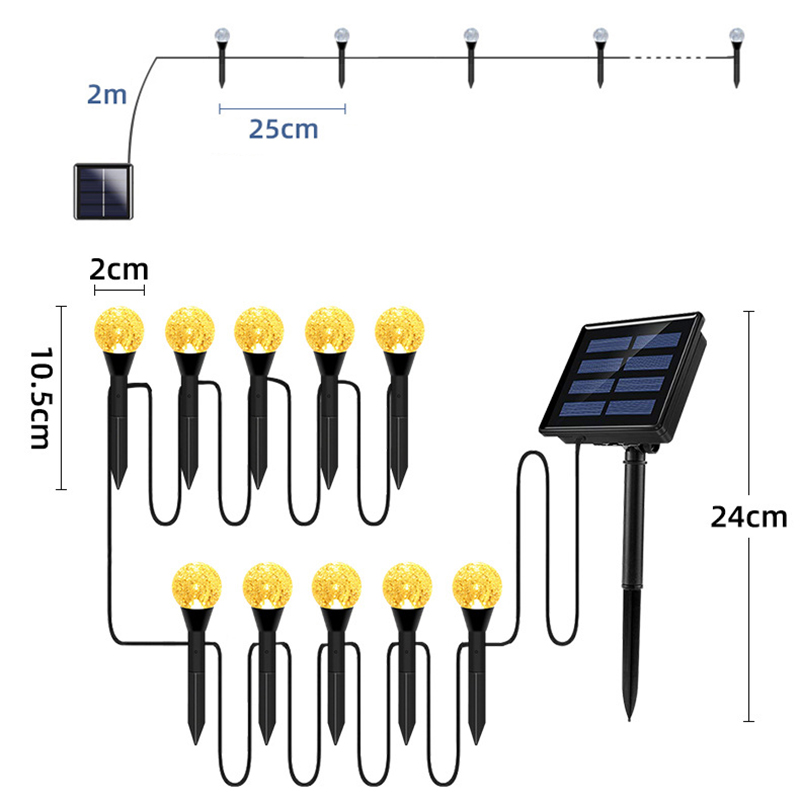 Lâmpada de Grama de Iluminação de Fada da Bolha de Bolha Solar de Jardim Solar Para Decoração de Quintal Para Casa - 20 em 1 / Luz Colorida