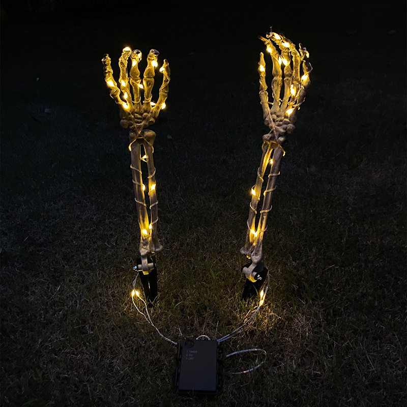 Halloween Glowing Skull Hands Decorations, Solar/battery Powered ...