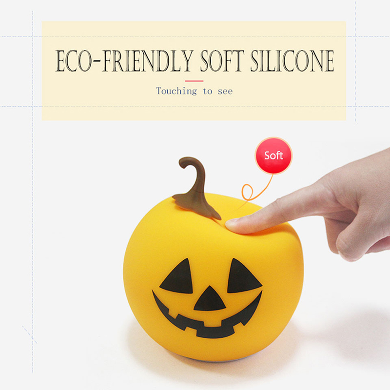 Halloween Pumpkin Table Lamp Silicone Jack O Lantern Para Bar de Festas de Halloween - Laranja