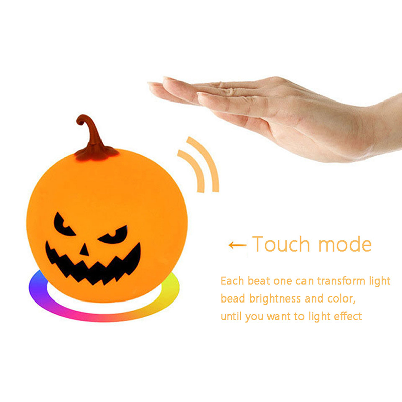 Halloween Pumpkin Table Lamp Silicone Jack O Lantern Para Bar de Festas de Halloween - Laranja