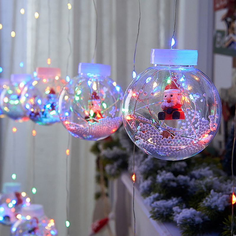 LED Curtain String Lights Christmas Wishing Ball Window Fairy Light String For Wedding Marid Holiday Decoration - Père Noël / Plug