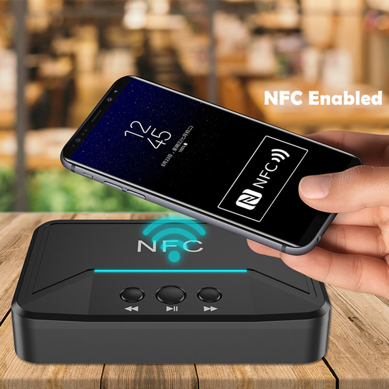 BT200 NFC Bluetooth Audio Receptor Transmisor Inalámbrico de 3.5 mm Aux a 2 Adaptador de Audio RCA