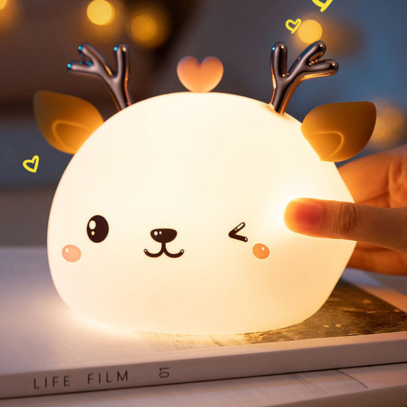 Silicone Night Light Childrel Bedroom Lâmpada Alteração da Cor do Bebê Luz do Berçário