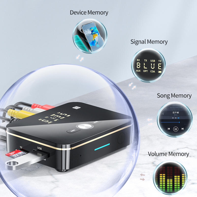 Bluetooth 5.0 Transmisor Del Receptor NFC Adaptador de Receptor Inalámbrico Aux Aux Adaptador de Audio de Micrófono RCA