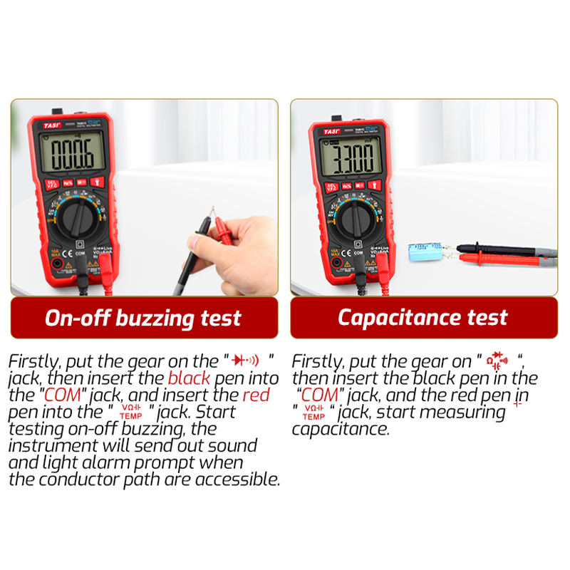 Tasi TA801A Manual Digital Multímetro Rms AC DC DC NCV Auto Rango Digital Multímetros Probador de Voltaje Ohm hz Medidor
