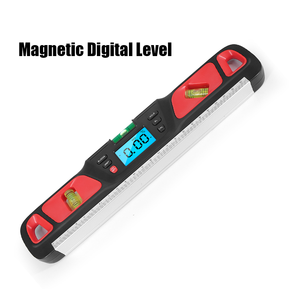 HW-200 Elektrische Spiegelwinkel-steigungsskala Lineal Digital Spirit Level Neigung Des Winkels Gauge Finder - Rot