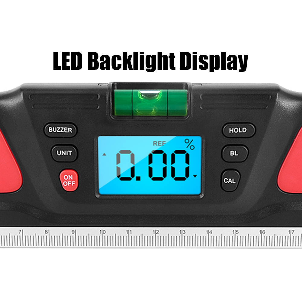 HW-200 Elektrische Spiegelwinkel-steigungsskala Lineal Digital Spirit Level Neigung Des Winkels Gauge Finder - Rot