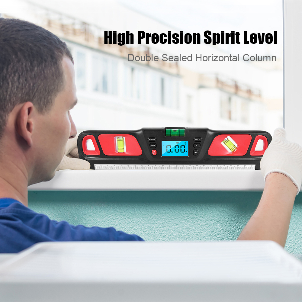 HW-200 Elektrische Spiegelwinkel-steigungsskala Lineal Digital Spirit Level Neigung Des Winkels Gauge Finder - Rot