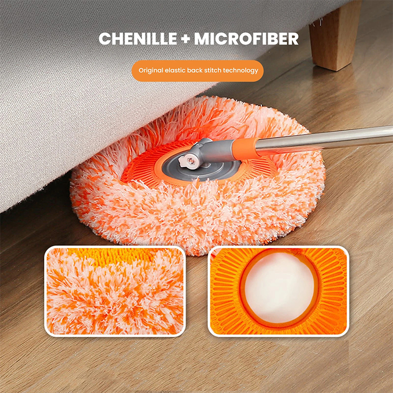 Autoreinigung Mop Nass Trocken Zwei Gebrauch 360-Rotatable Bodenwandspin Mopp - Orange / Mop -pad